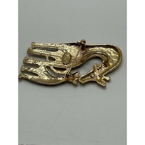 Vintage Gold Tone Black Brown Enamel Best Mother Giraffe Baby Calf Brooch Pin - Picture 11 of 13